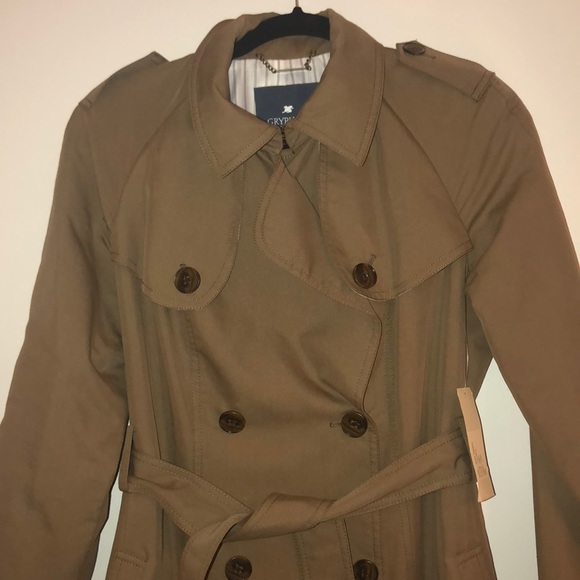 NWT Gryphon New York Pleat Back Trench Coat - Picture 3 of 6
